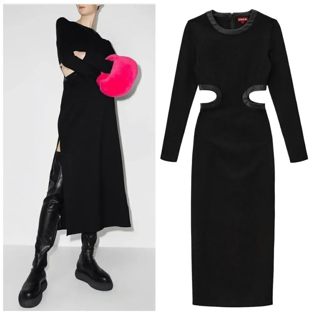 staud long sleeve dolce dress Staud Dolce Dress - Director Blue